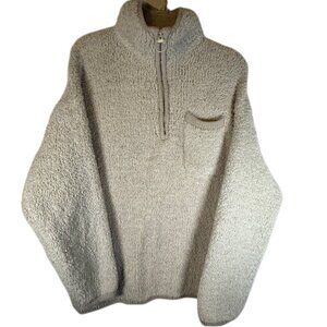 Aerie Oatmeal / Cream Soft & Cozy Oversized Half Zip Sweater- Size M